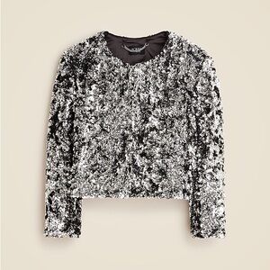 J. Crew Black and Silver Sequin Blouse
